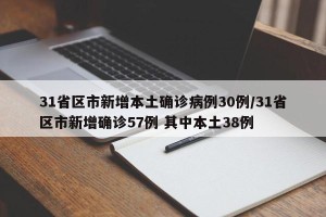 31省区市新增本土确诊病例30例/31省区市新增确诊57例 其中本土38例